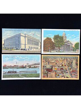 Vintage Postcard Lot Ohio Cincinnati Cleveland Court House Cars River Boats